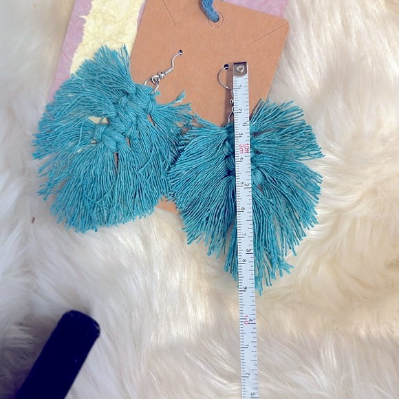 Macramรฉ Feather-Weight Macrame Dangle 100%Cotton Earrings Every Color Available - Picture 8 of 14